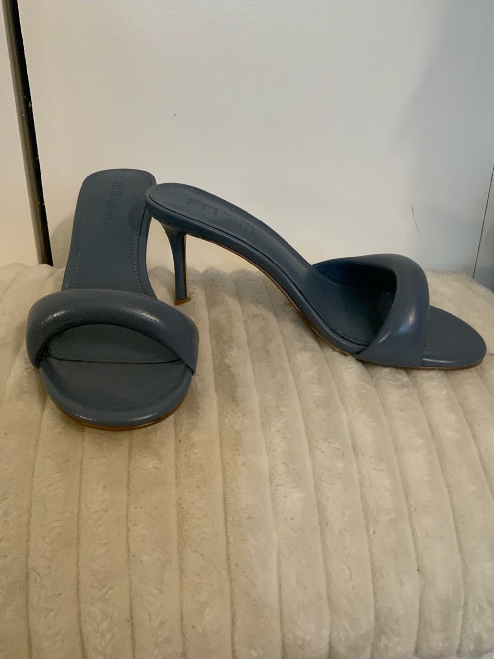 Steve Madden Blue Leather Slide Heels